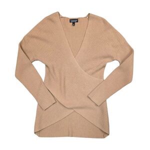 Topshop Camel Beige Ribbed Wrap Crossover Sweater 6